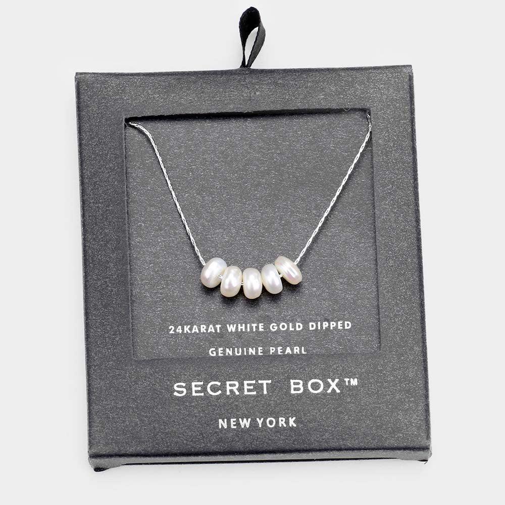 White 24K White Gold Dipped Genuine Pearl Necklace - Jewelry Store by Erik Rayo