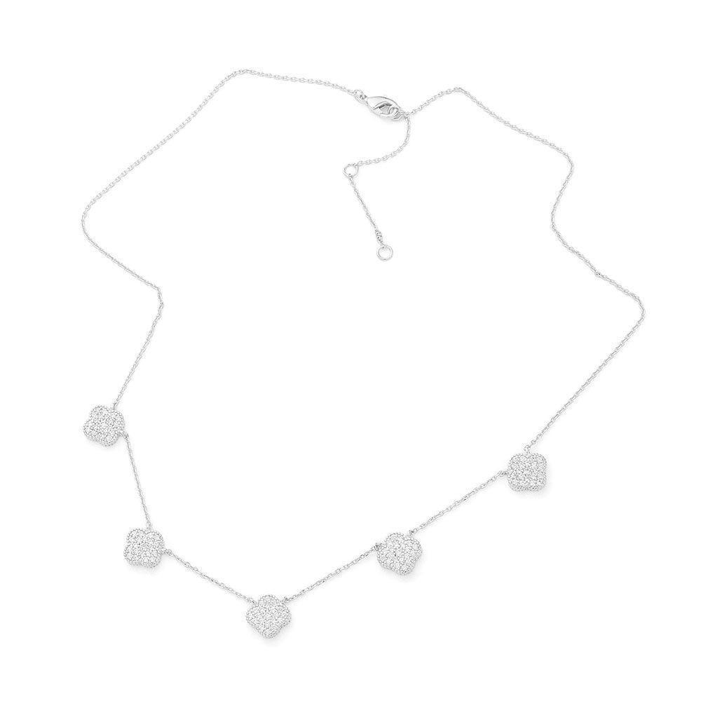 Gold White Gold Dipped CZ Quatrefoil Pendant Station Necklace - Jewelry Store by Erik Rayo