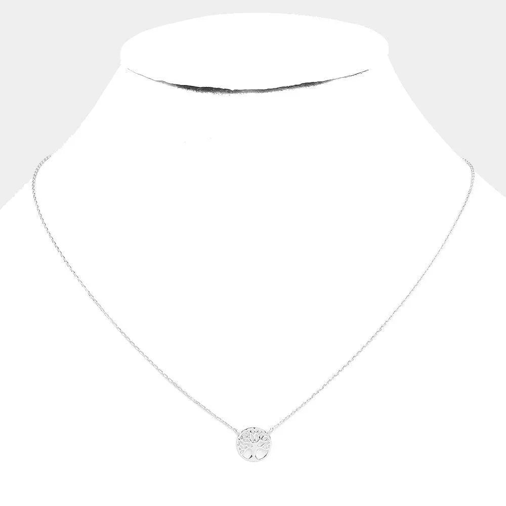 White White Gold Dipped Metal Tree of Life Pendant Necklace - Jewelry Store by Erik Rayo