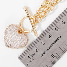 Load image into Gallery viewer, Gold Gold Dipped CZ Pave Heart Pendant Toggle Necklace
