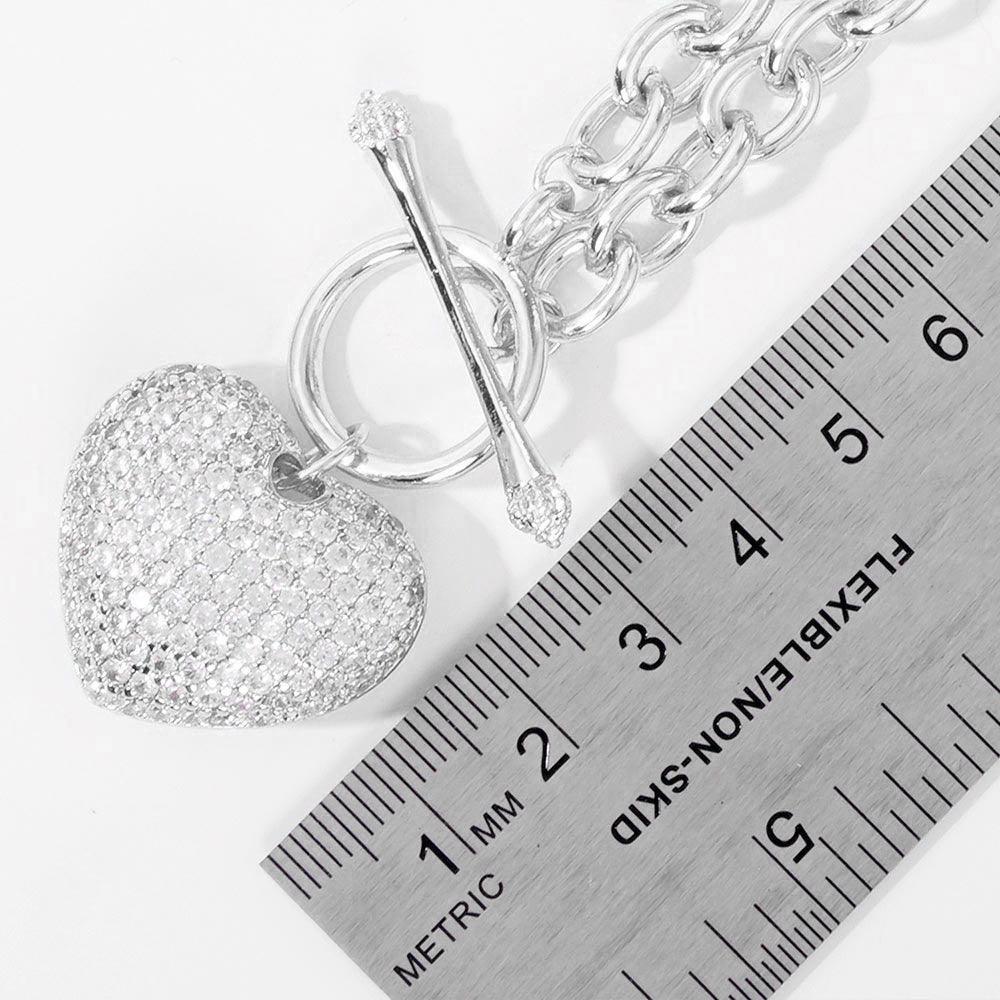 Gold White Gold Dipped CZ Pave Heart Pendant Toggle Necklace - Jewelry Store by Erik Rayo