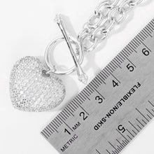 Load image into Gallery viewer, Gold White Gold Dipped CZ Pave Heart Pendant Toggle Necklace
