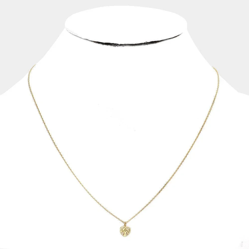 14K Gold Dipped Tree of Life Metal Heart Pendant Necklace - Jewelry Store by Erik Rayo