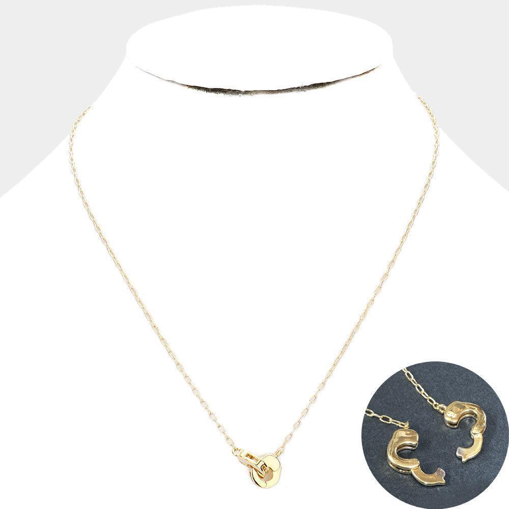 14K Gold Dipped Metal Handcuffs Pendant Necklace - Jewelry Store by Erik Rayo