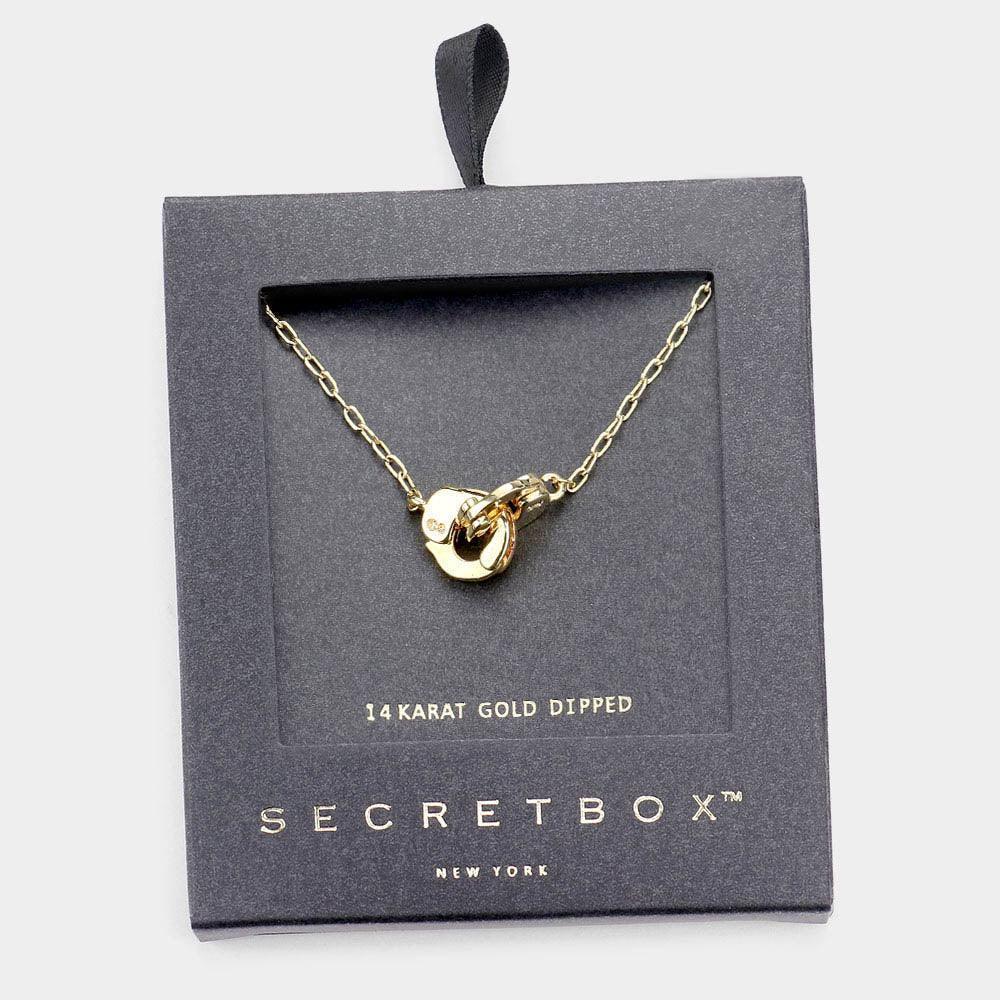 14K Gold Dipped Metal Handcuffs Pendant Necklace - Jewelry Store by Erik Rayo