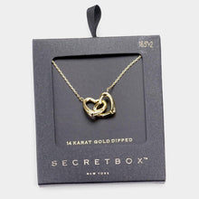 Load image into Gallery viewer, 14K Gold Dipped Double Metal Heart Link Pendant Necklace
