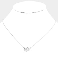 Load image into Gallery viewer, White Sterling Silver Dipped Double Open Star Link Pendant Necklace

