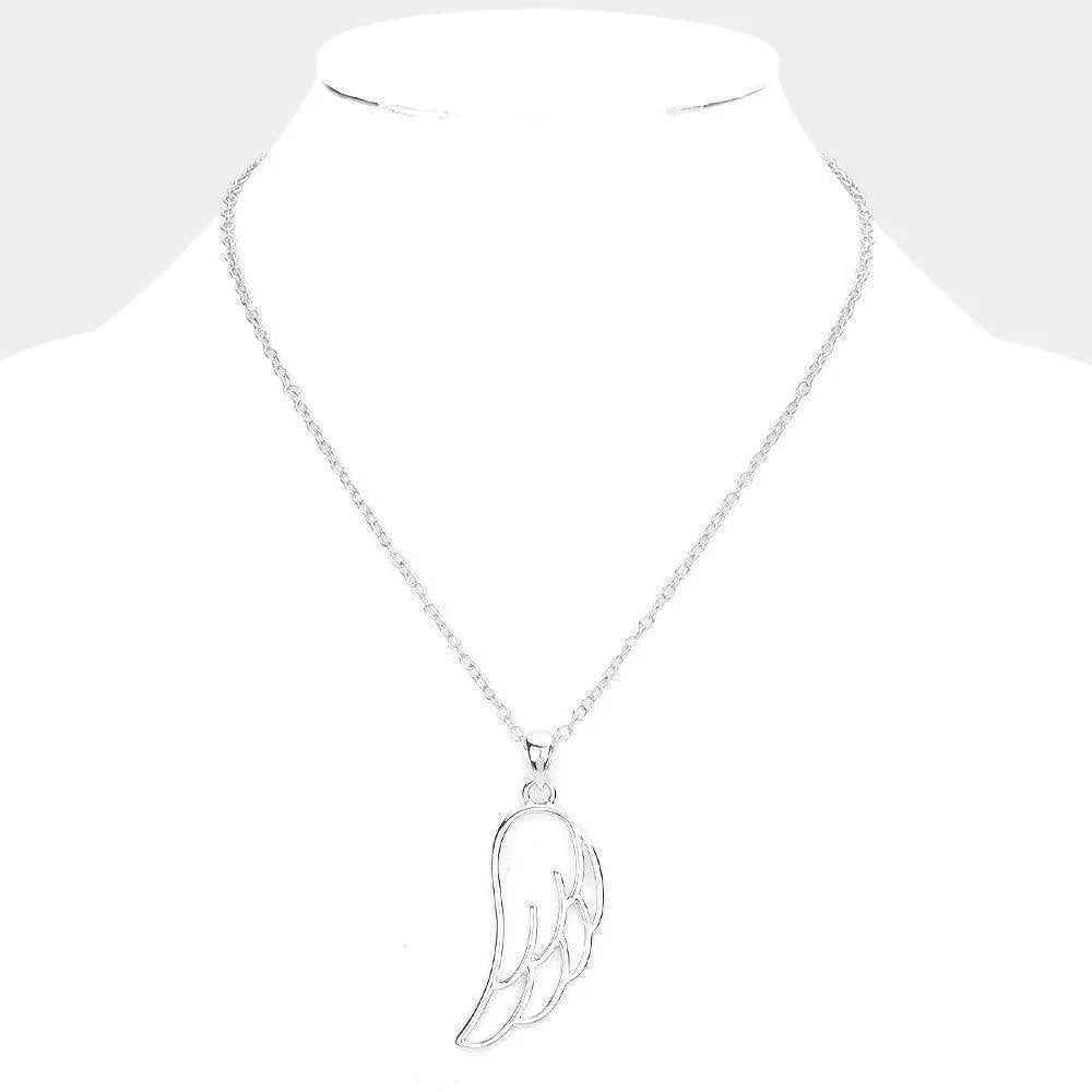 Silver Metal Cut Out Wing Pendant Necklace - Jewelry Store by Erik Rayo