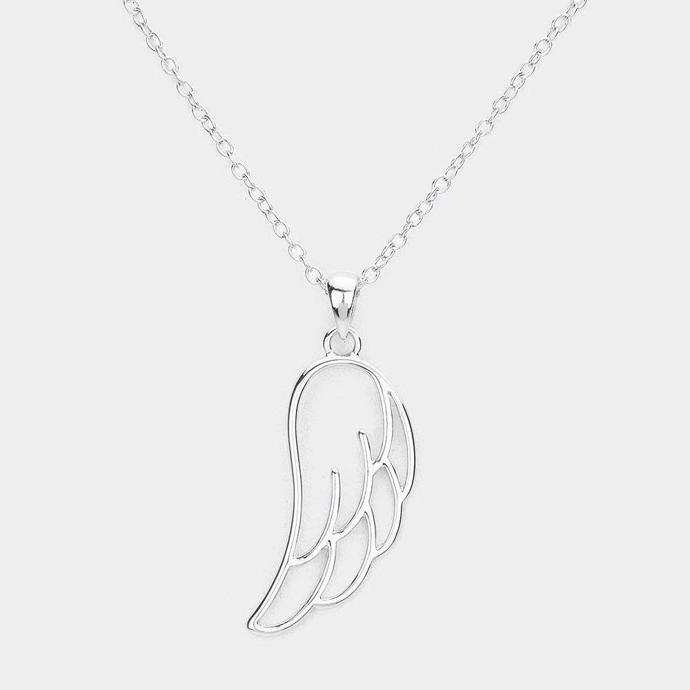Silver Metal Cut Out Wing Pendant Necklace - Jewelry Store by Erik Rayo