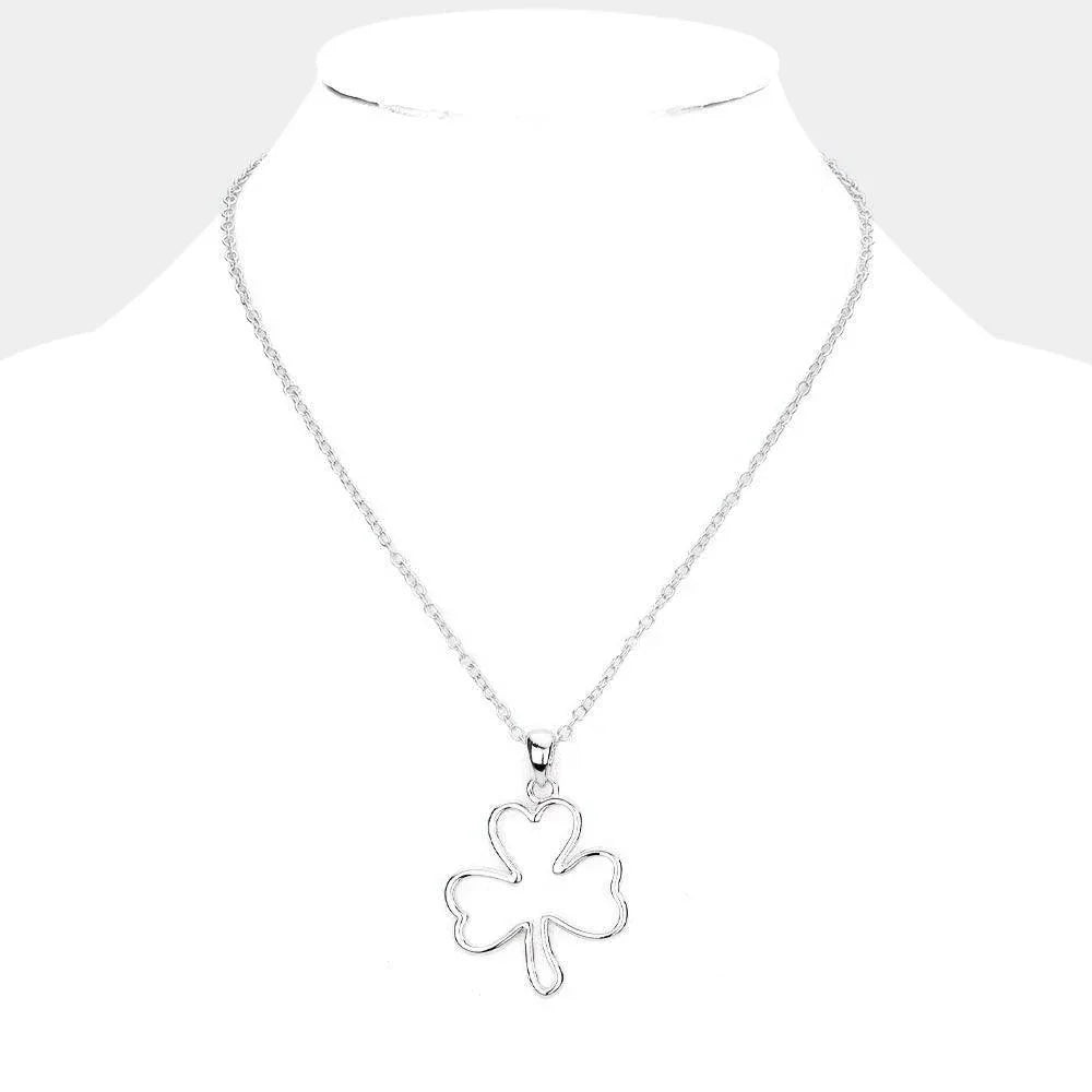 Silver Metal Cut Out Clover Pendant Necklace - Jewelry Store by Erik Rayo