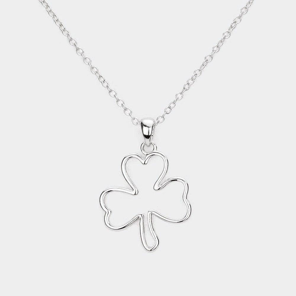 Silver Metal Cut Out Clover Pendant Necklace - Jewelry Store by Erik Rayo