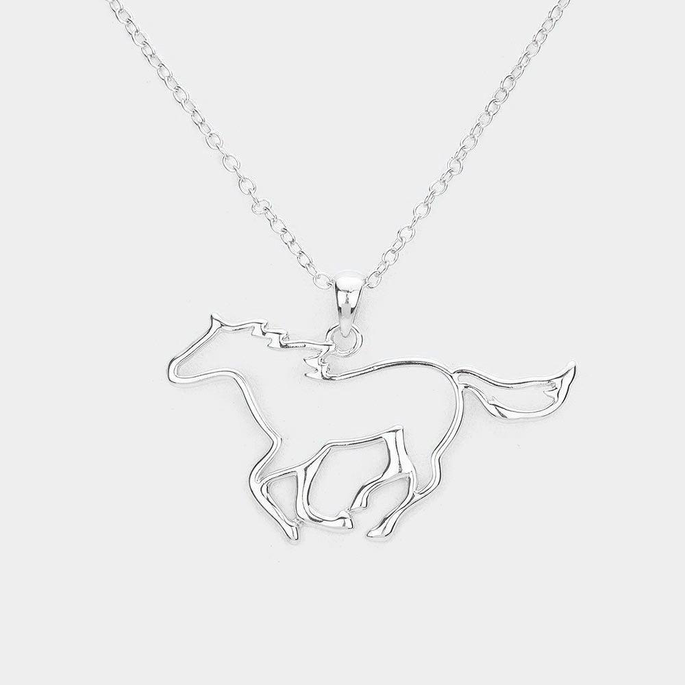Silver Metal Cut Out Horse Pendant Necklace - Jewelry Store by Erik Rayo