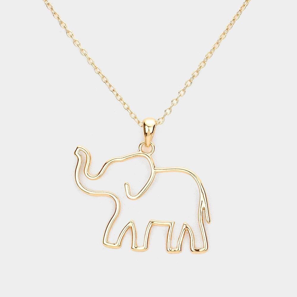 Gold Metal Cut Out Elephant Pendant Necklace - Jewelry Store by Erik Rayo
