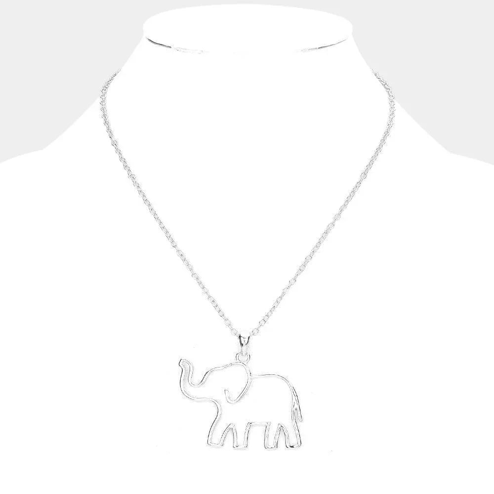 Silver Metal Cut Out Elephant Pendant Necklace - Jewelry Store by Erik Rayo