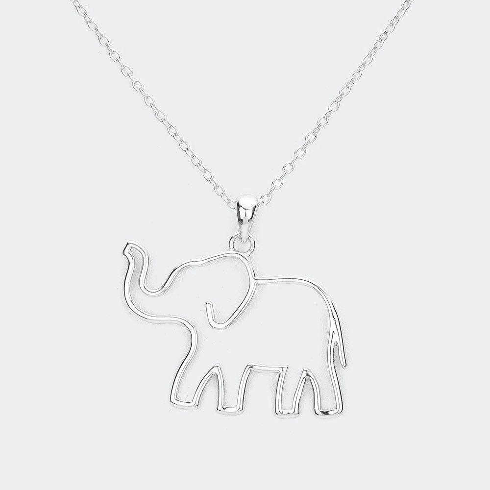 Silver Metal Cut Out Elephant Pendant Necklace - Jewelry Store by Erik Rayo