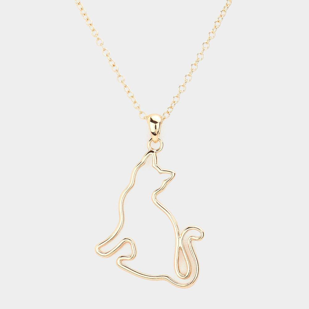 Gold Open Metal Cat Pendant Necklace - Jewelry Store by Erik Rayo