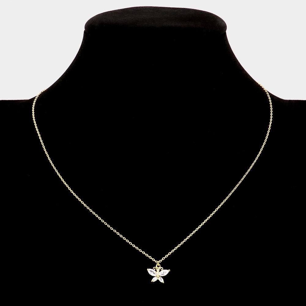 14K Gold Dipped CZ Butterfly Pendant Necklace - Jewelry Store by Erik Rayo