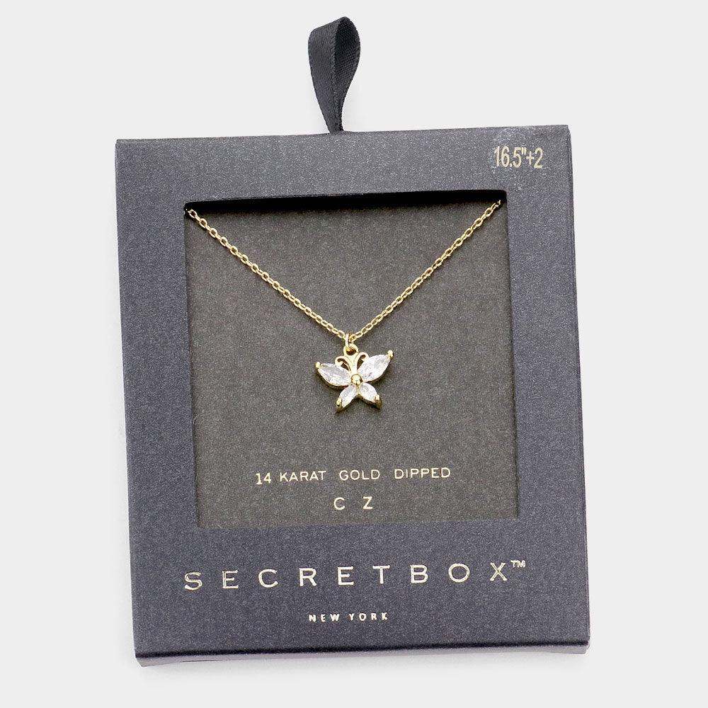14K Gold Dipped CZ Butterfly Pendant Necklace - Jewelry Store by Erik Rayo