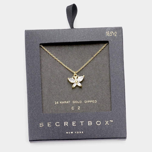 14K Gold Dipped CZ Butterfly Pendant Necklace - Jewelry Store by Erik Rayo