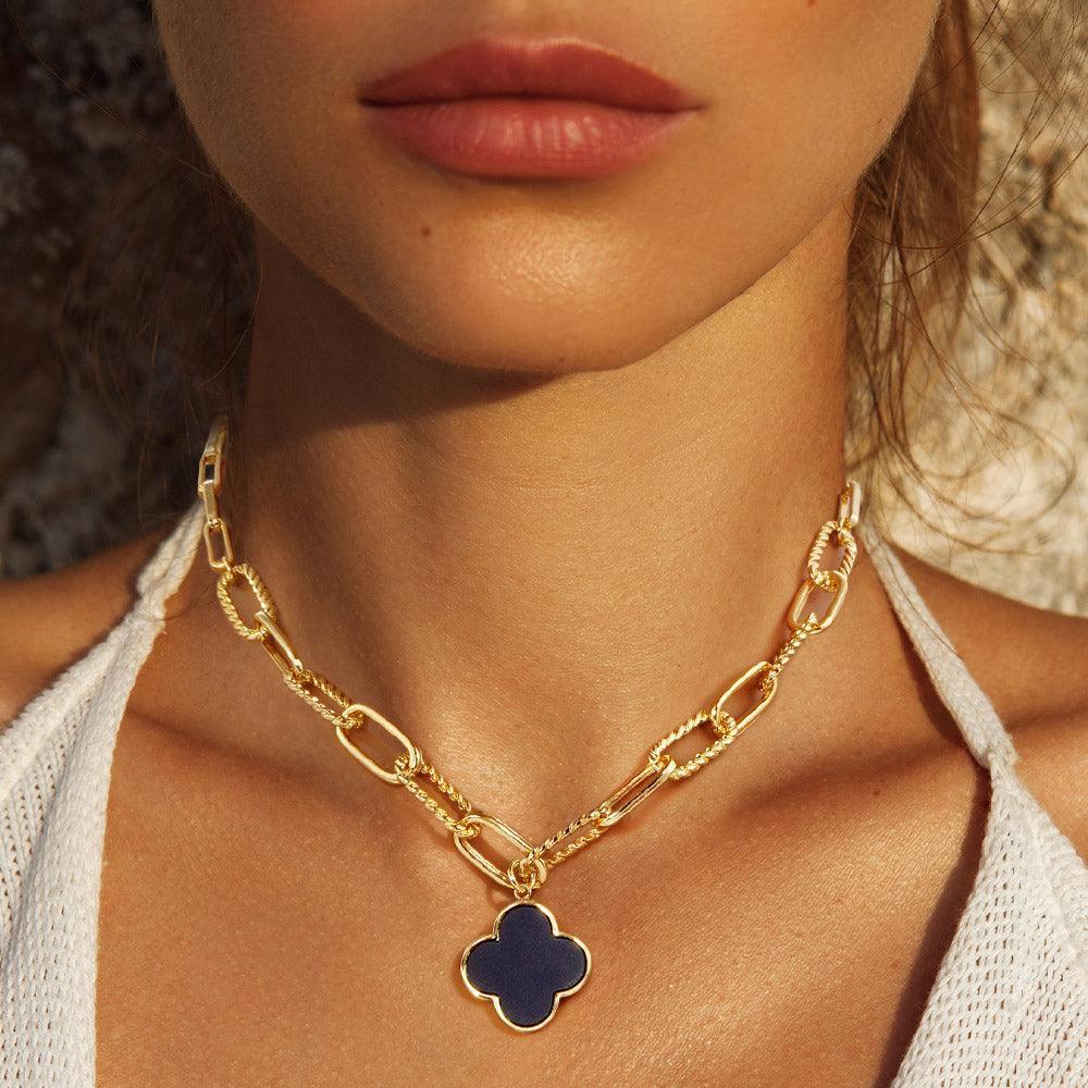 Gold Gold Dipped Quatrefoil Pendant Necklace - Jewelry Store by Erik Rayo