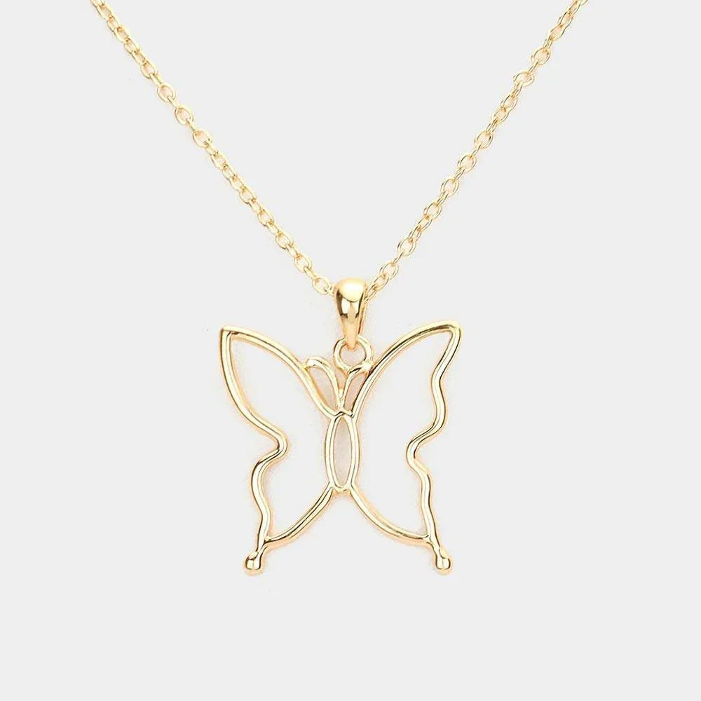Gold Metal Cut Out Butterfly Pendant Necklace - Jewelry Store by Erik Rayo