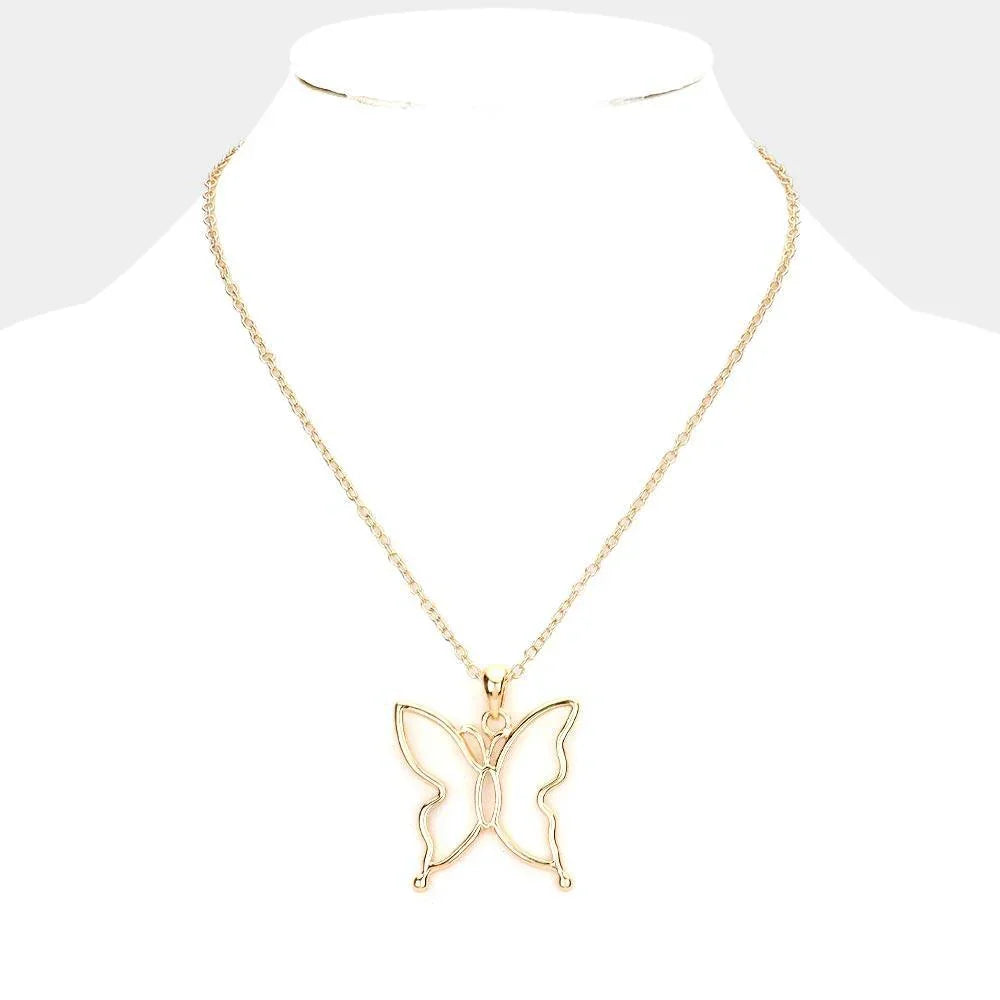 Gold Metal Cut Out Butterfly Pendant Necklace - Jewelry Store by Erik Rayo