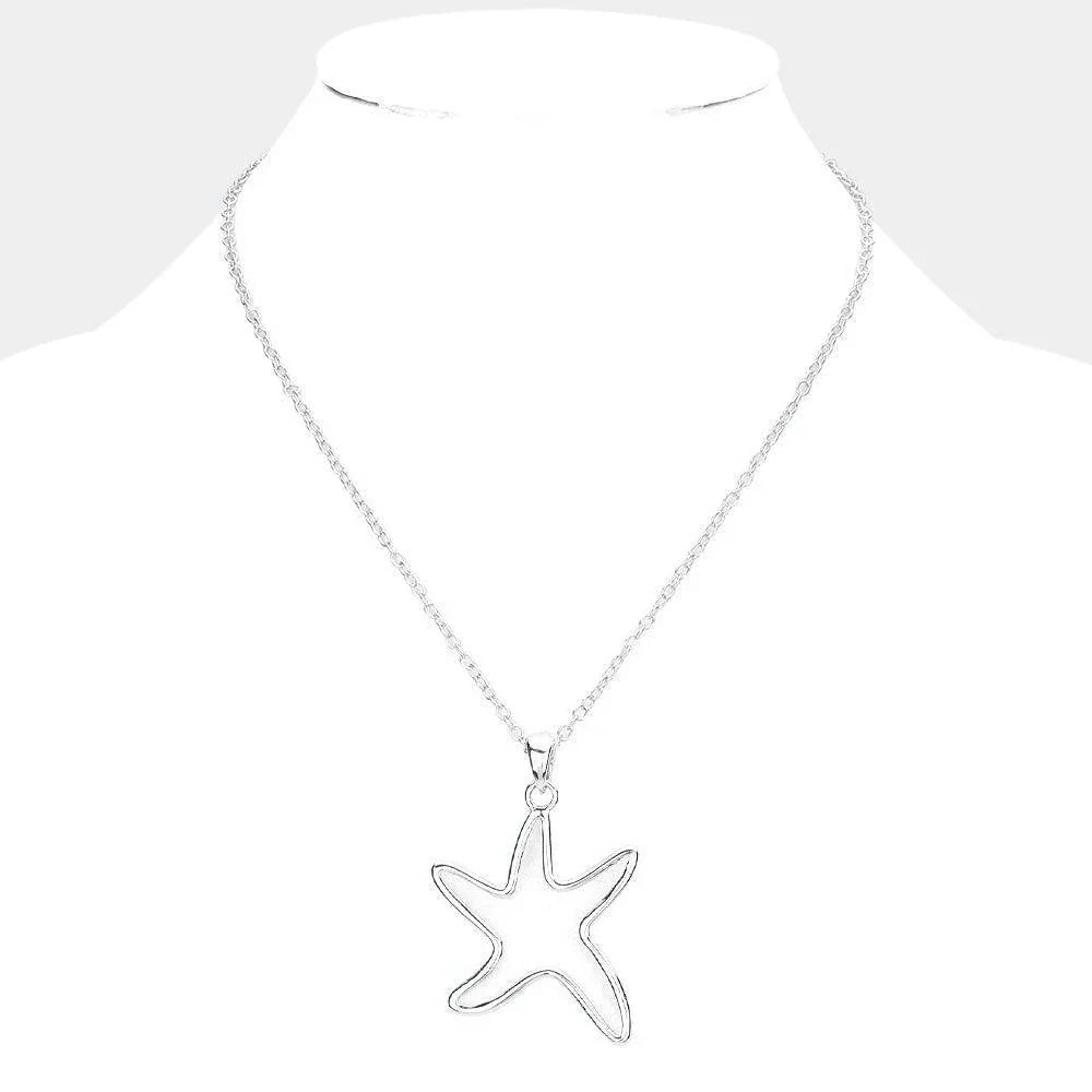 Silver Metal Cut Out Starfish Pendant Necklace - Jewelry Store by Erik Rayo
