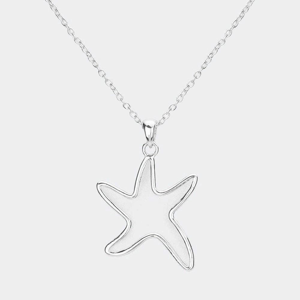 Silver Metal Cut Out Starfish Pendant Necklace - Jewelry Store by Erik Rayo