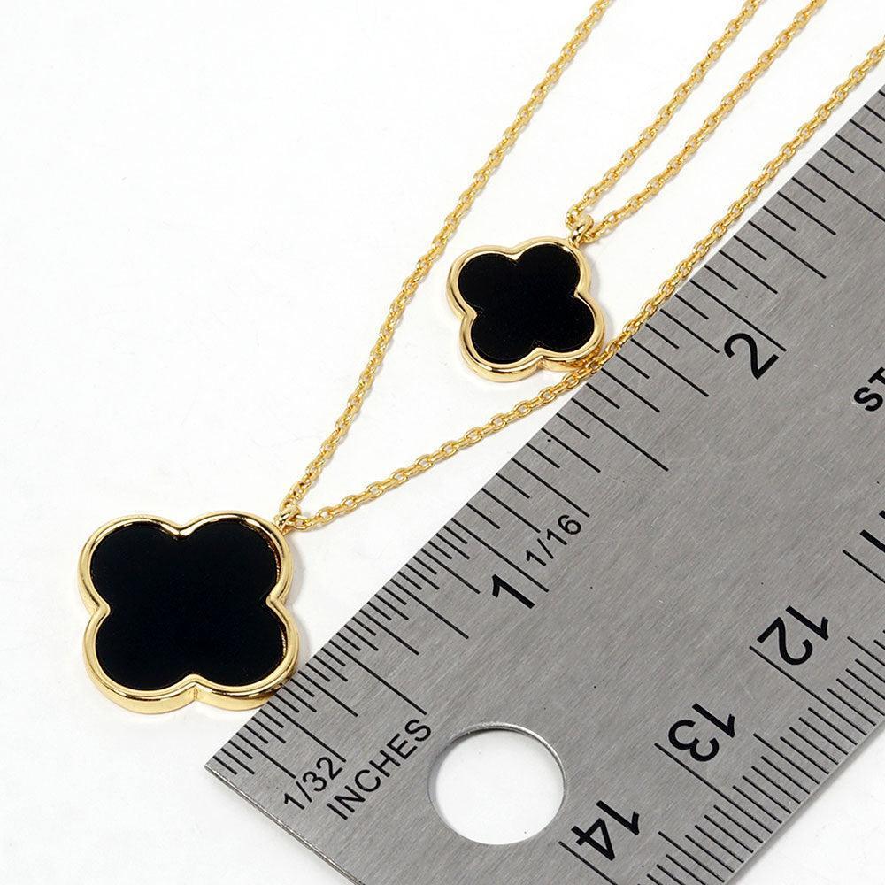 Black Quatrefoil Pendant Double Layered Necklace - Jewelry Store by Erik Rayo