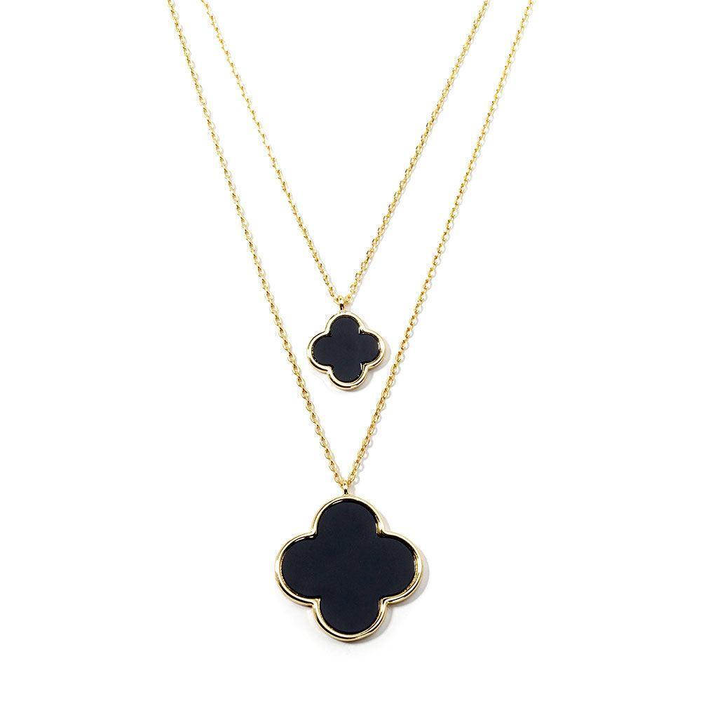 Gold Gold Dipped Double Quatrefoil Pendant Necklace - Jewelry Store by Erik Rayo