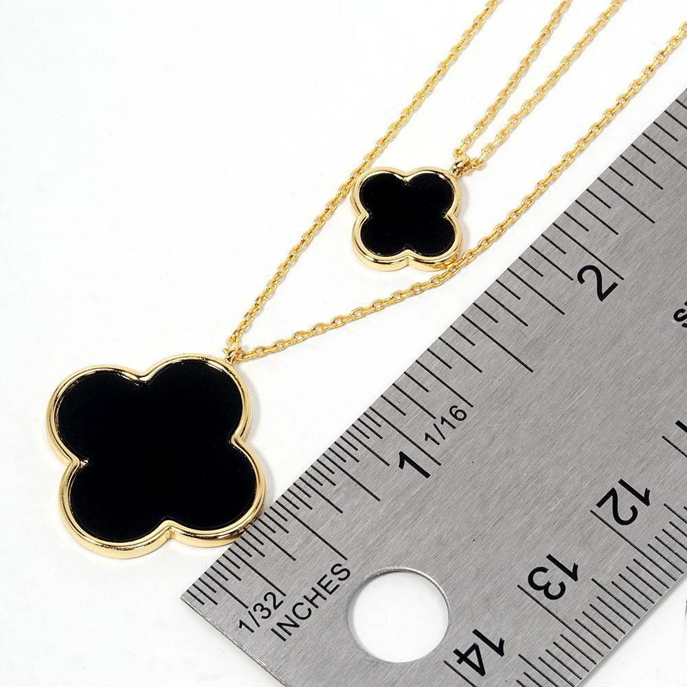 Gold Gold Dipped Double Quatrefoil Pendant Necklace - Jewelry Store by Erik Rayo