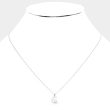 Load image into Gallery viewer, White Sterling Silver Dipped CZ Crescent Moon Star Pendant Necklace
