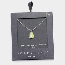 Load image into Gallery viewer, White Sterling Silver Dipped CZ Embellished Enamel Avocado Pendant Necklace
