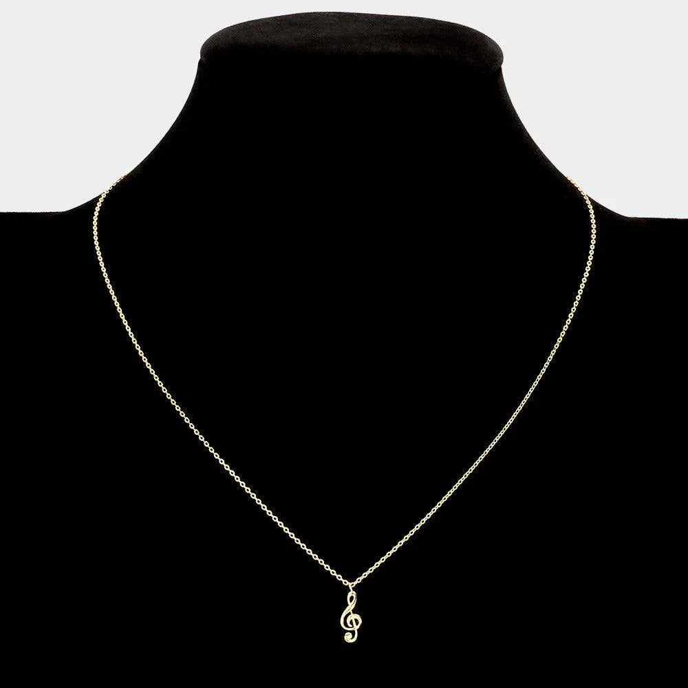 14K Gold Dipped Metal The Treble Clef Pendant Necklace - Jewelry Store by Erik Rayo