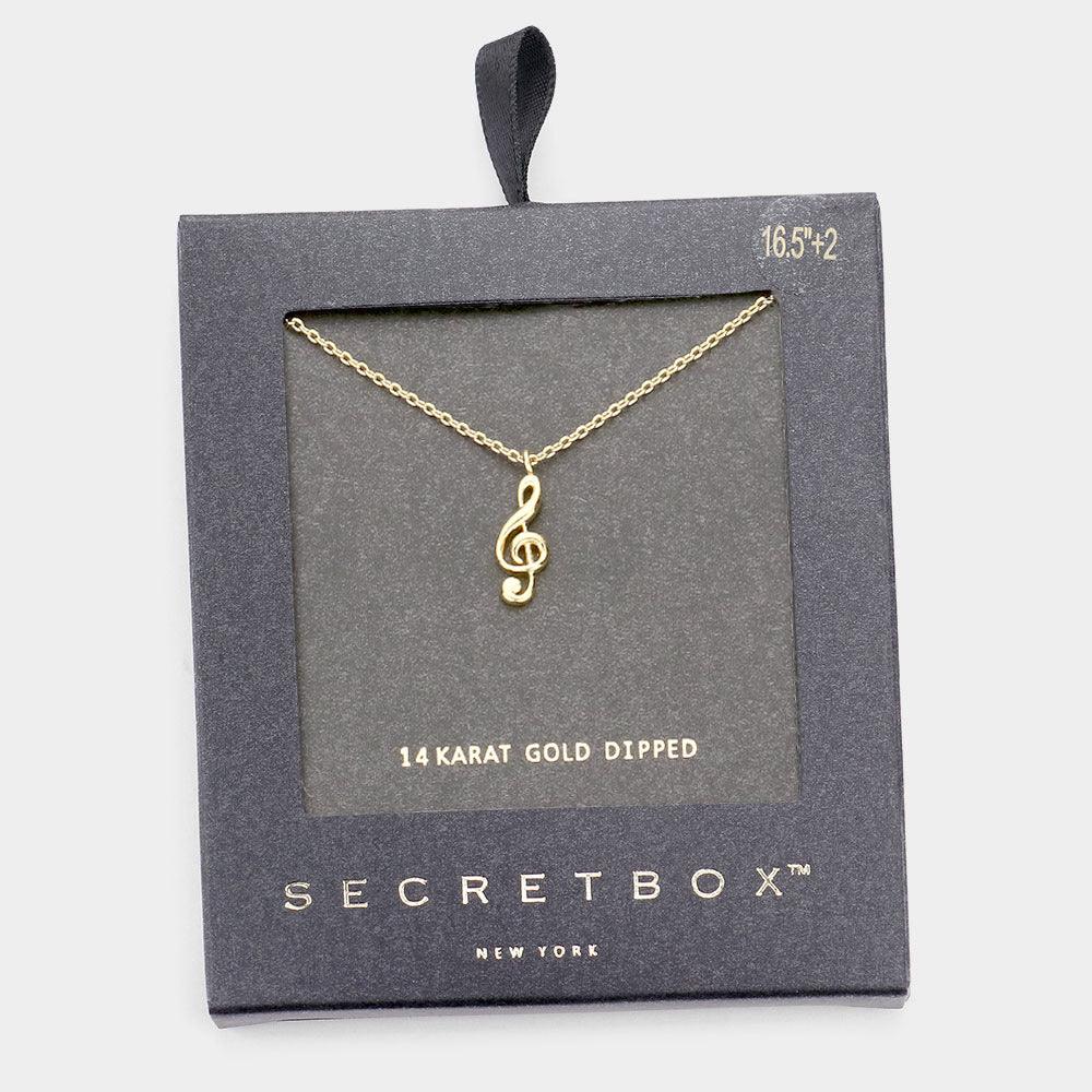 14K Gold Dipped Metal The Treble Clef Pendant Necklace