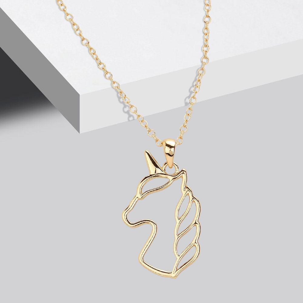 Gold Metal Unicorn Pendant Necklace - Jewelry Store by Erik Rayo