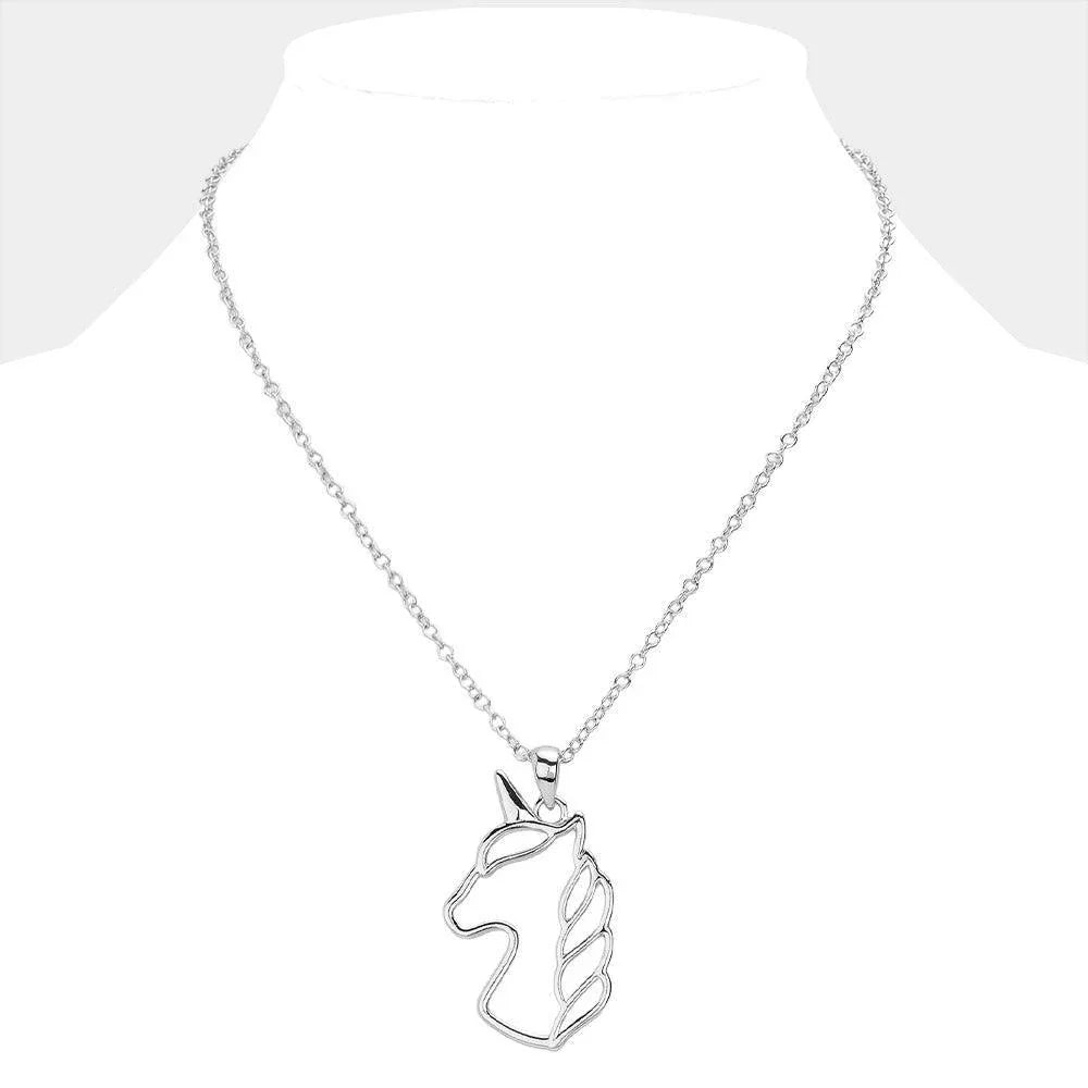 Silver Metal Unicorn Pendant Necklace - Jewelry Store by Erik Rayo