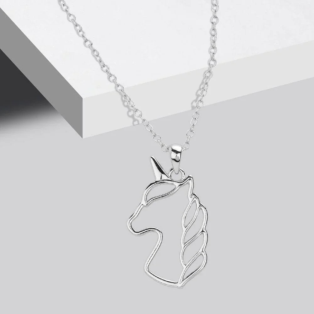 Silver Metal Unicorn Pendant Necklace - Jewelry Store by Erik Rayo