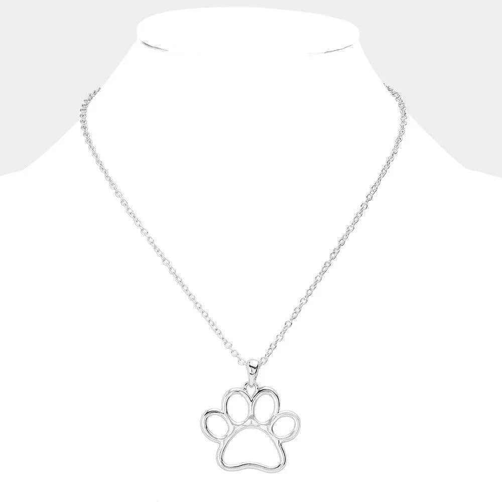 Silver Metal Open Paw Pendant Necklace - Jewelry Store by Erik Rayo