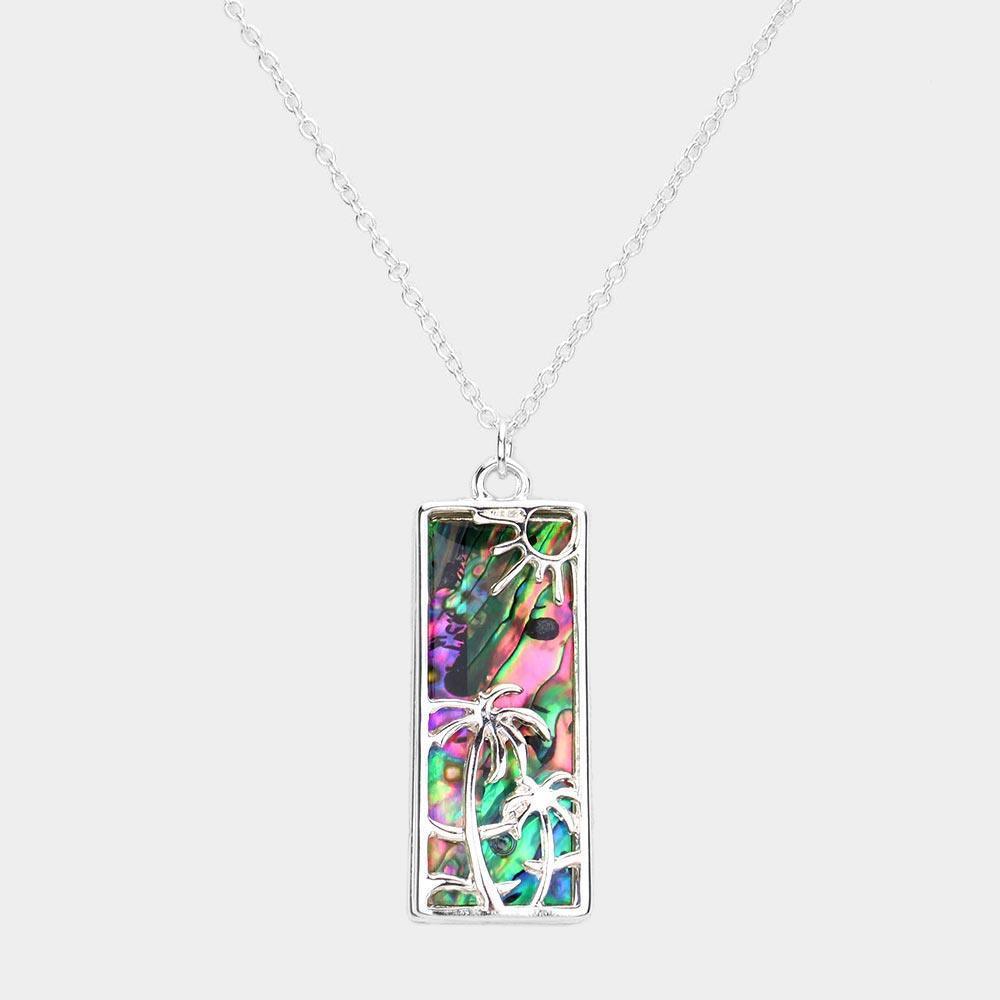 Silver Abalone Palm Tree Pendant Necklace - Jewelry Store by Erik Rayo