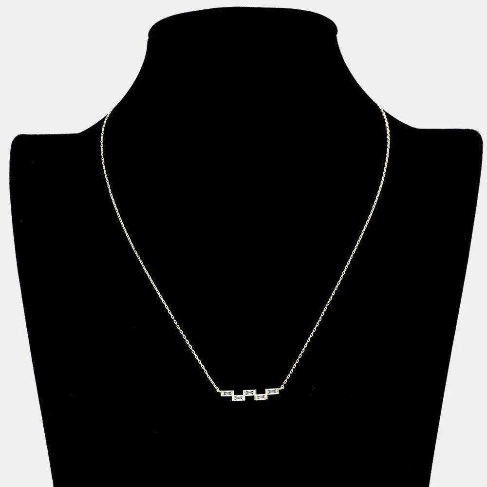 14K Gold Dipped Geometric CZ Rectangle Pendant Necklace - Jewelry Store by Erik Rayo
