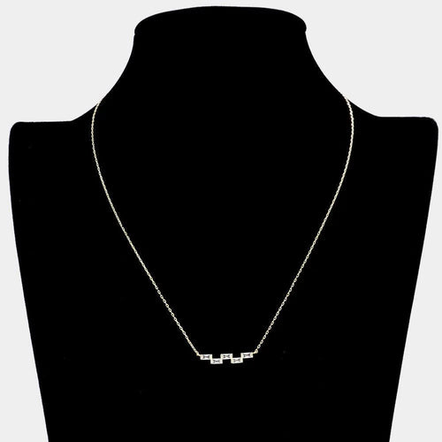 14K Gold Dipped Geometric CZ Rectangle Pendant Necklace - Jewelry Store by Erik Rayo