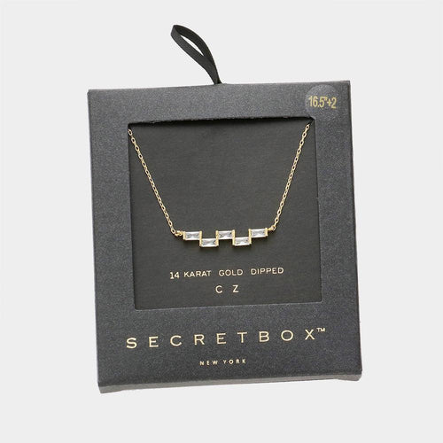14K Gold Dipped Geometric CZ Rectangle Pendant Necklace - Jewelry Store by Erik Rayo
