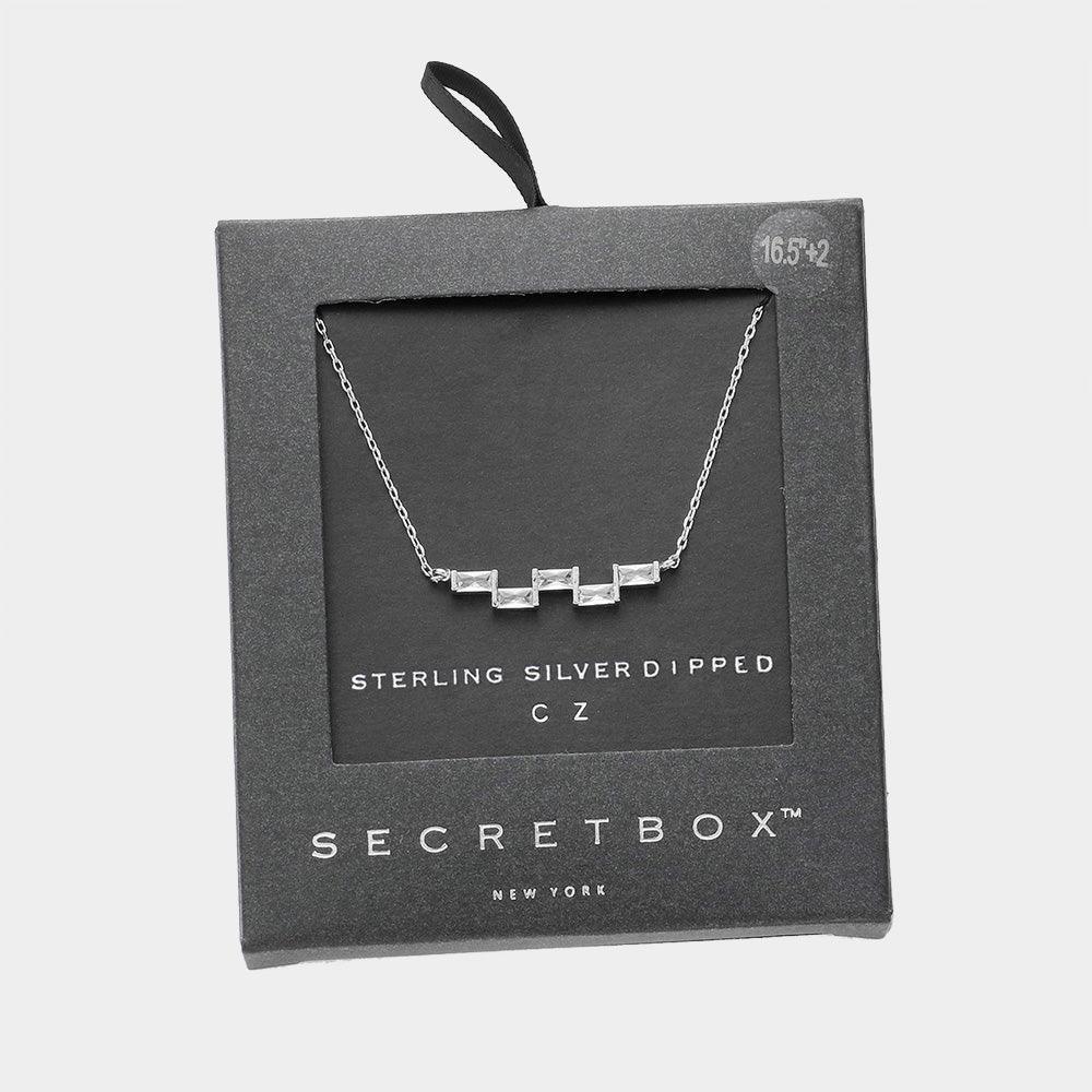 Silver Sterling Silver Dipped Geometric CZ Rectangle Pendant Necklace - Jewelry Store by Erik Rayo