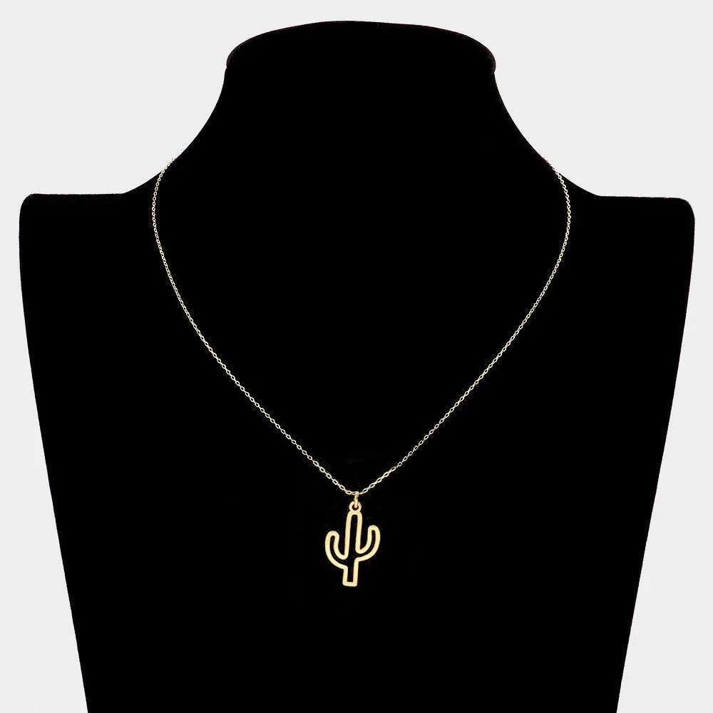 14K God Dipped Cactus Pendant Necklace - Jewelry Store by Erik Rayo