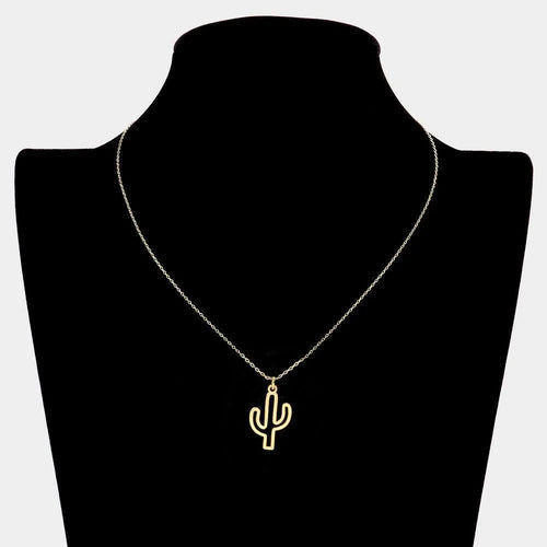14K God Dipped Cactus Pendant Necklace - Jewelry Store by Erik Rayo