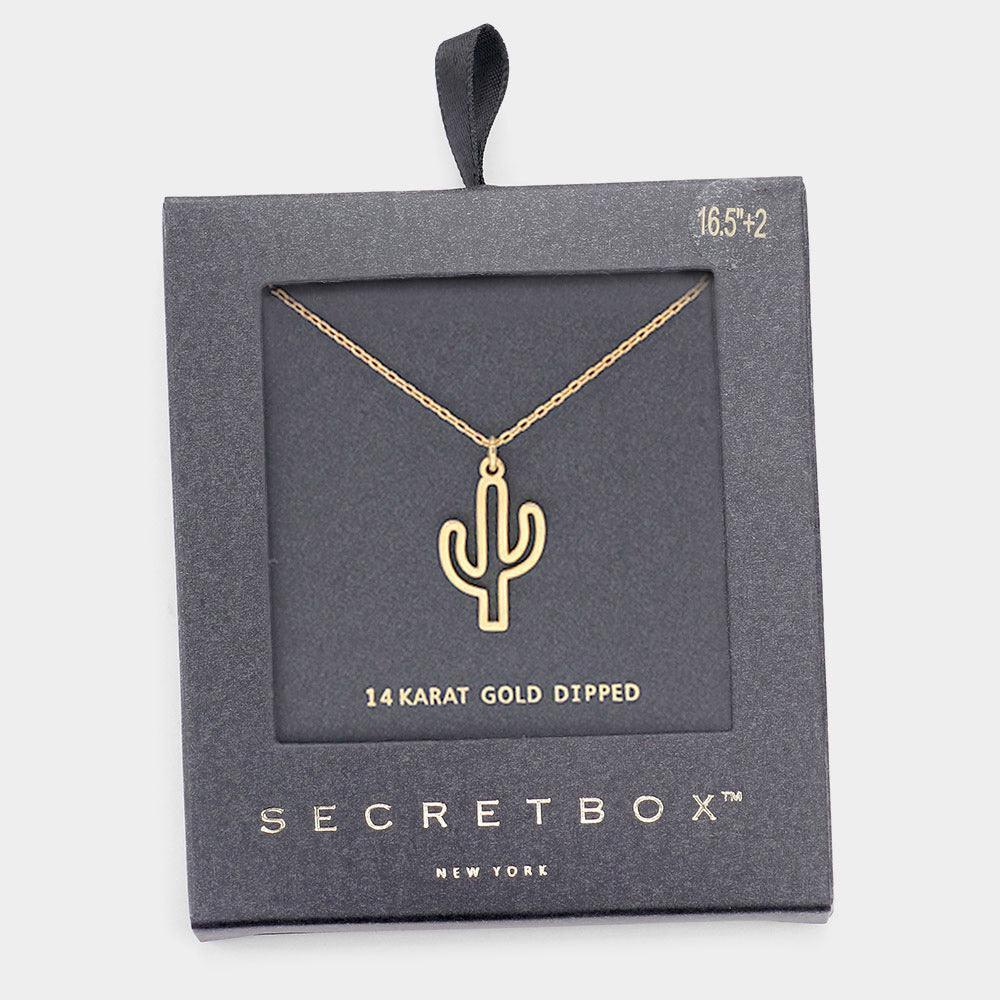 14K God Dipped Cactus Pendant Necklace - Jewelry Store by Erik Rayo