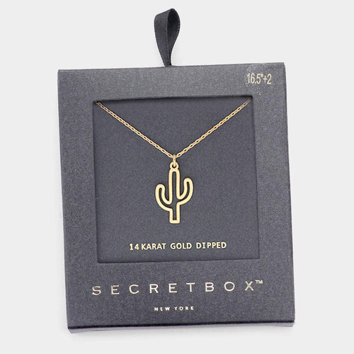 14K God Dipped Cactus Pendant Necklace - Jewelry Store by Erik Rayo