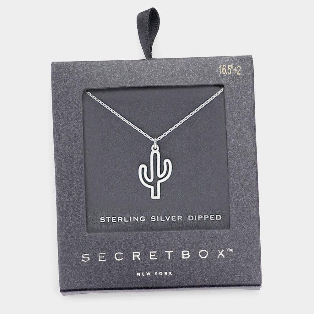 Silver Sterling Silver Dipped Cactus Pendant Necklace - Jewelry Store by Erik Rayo