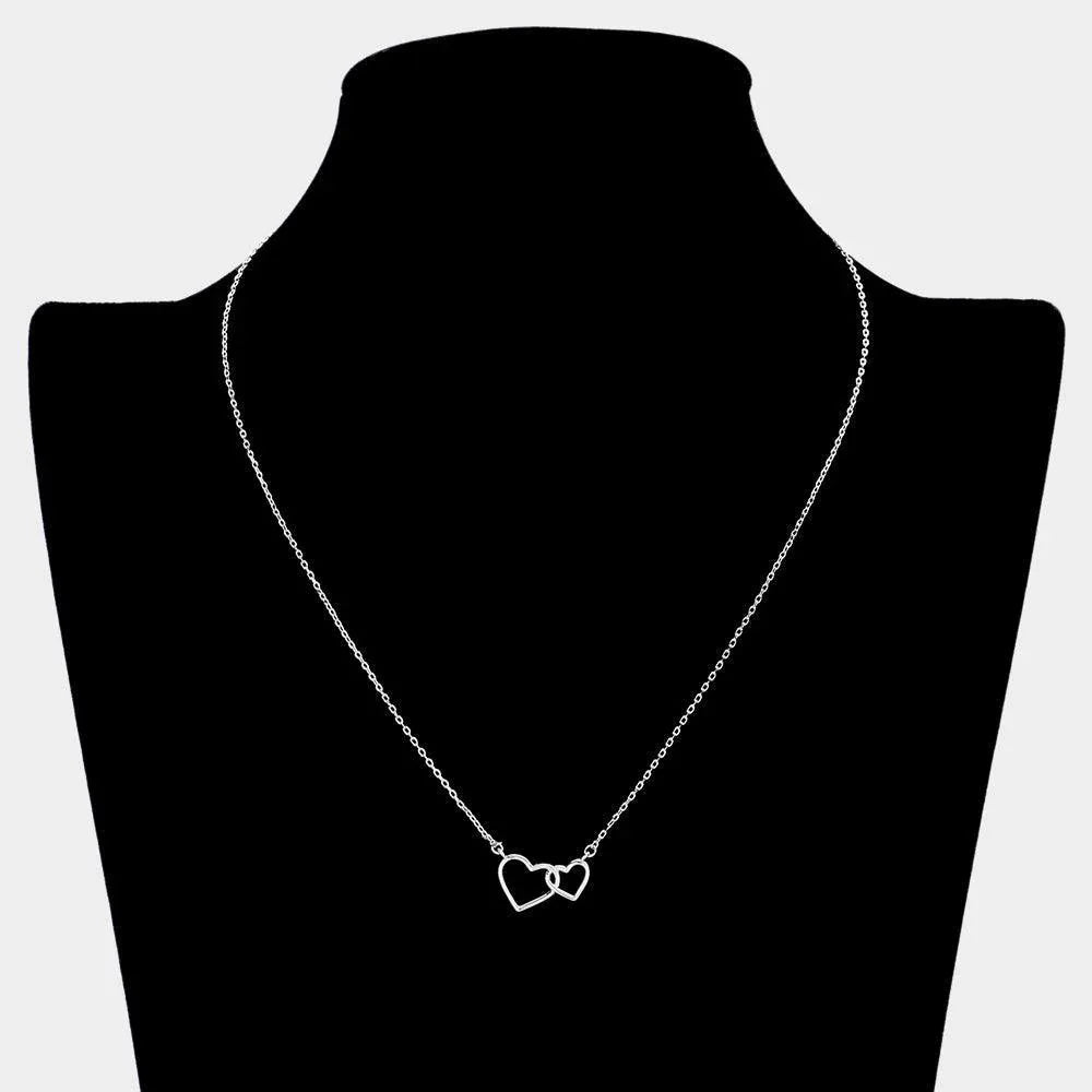 Silver Sterling Silver Dipped Double Open Heart Pendant Necklace - Jewelry Store by Erik Rayo